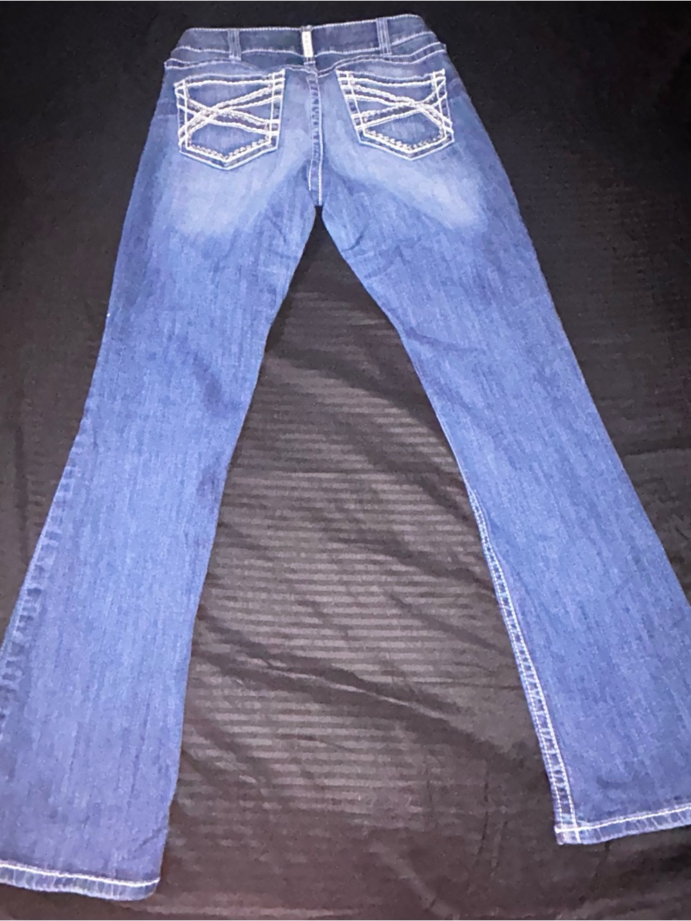 Ariat Jeans Women’s 31R Blue Denim R.E.A.L Mid Rise Stretch Entwined Boot Cut - Picture 12 of 14